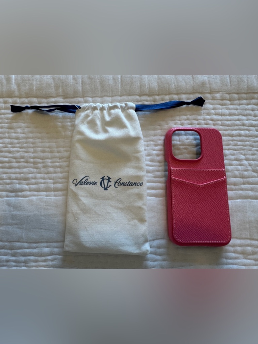 Valerie Constance iPhone 15 Pro Jetsetter Double Pocket Leather Case - Pink